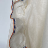 Olanes White Blouse with Blue Trim